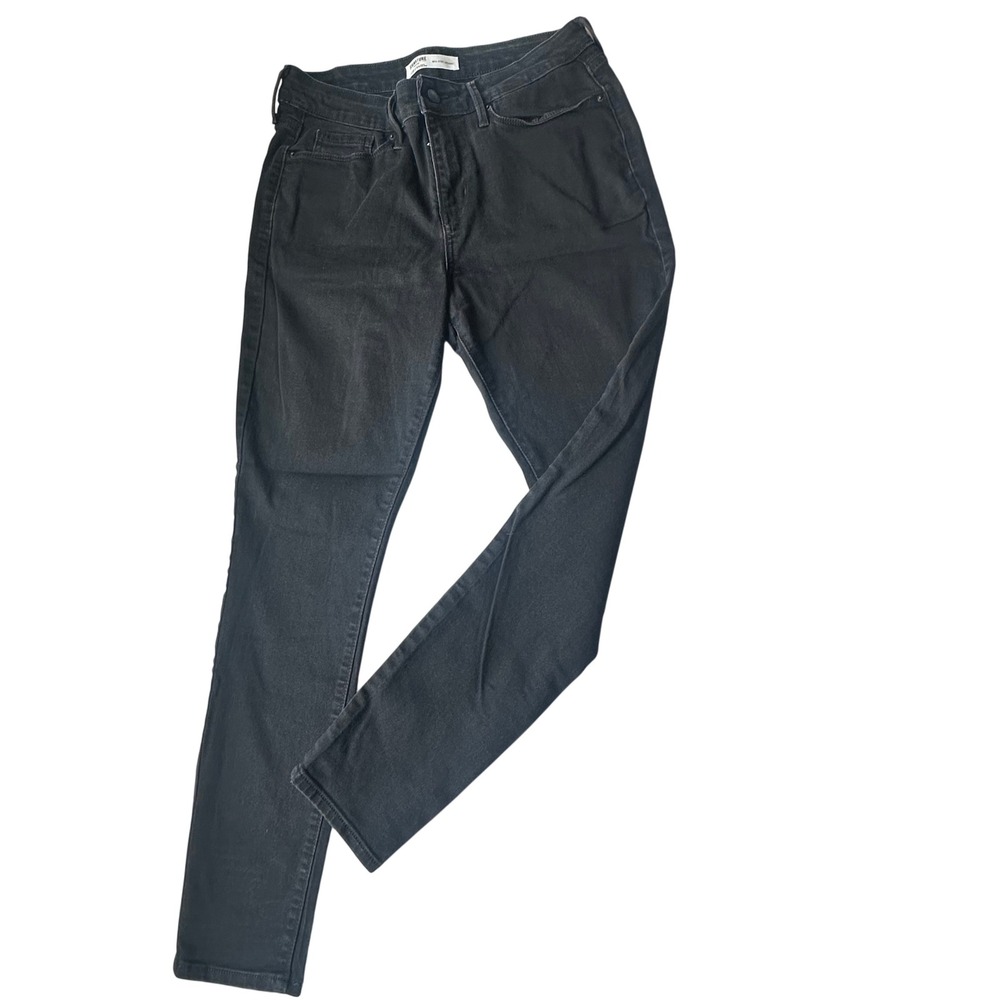 Signature Levi Strauss Mid Rise Skinny Jeans Black Wash Denim‎ Grunge Size 12